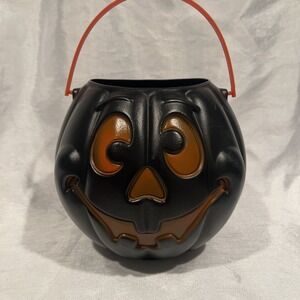 Vintage 1997 Grand Venture Blow Mold Jack O Latern Pumpkin Pall‎ 8in.Tall